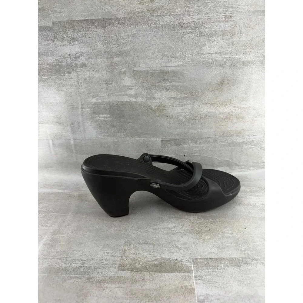 Crocs Cyprus III Black Strappy High Heel Wedge Sandals Women Size 8 11341
